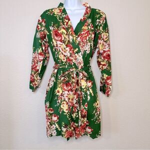 Green floral robe